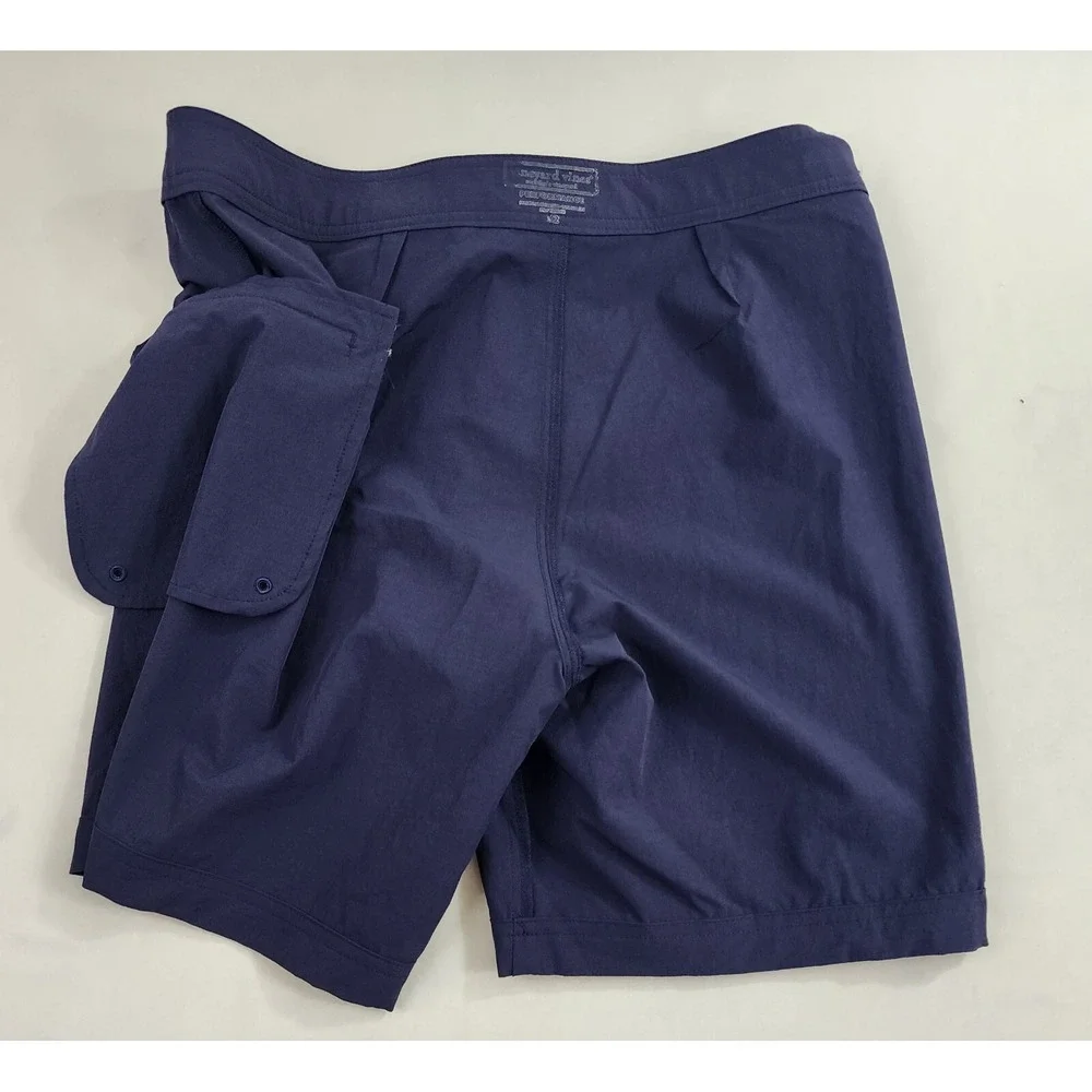 Vineyard Vines Performance VV98 swim trunks shorts W 32 navy pocket zip $98 mens